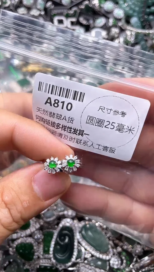 翡翠未镶嵌颈饰A810耳扣