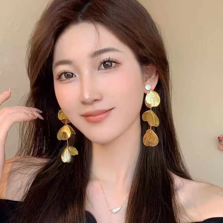 合金耳饰 镂空花朵流苏耳环小众设计感气质耳坠高级感独特耳饰潮