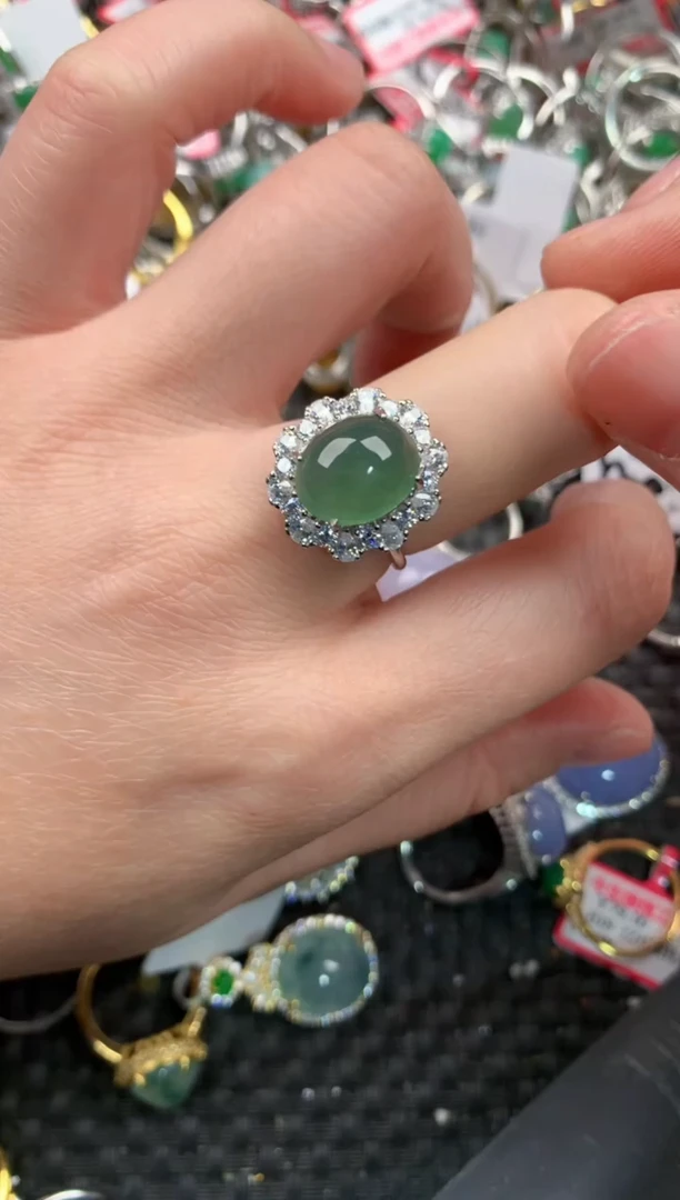 银S925镶嵌戒指翡翠999   10