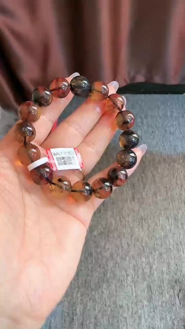 【闪购商品】琥珀手链未镶嵌规格13微瑕灵草珀手串#93