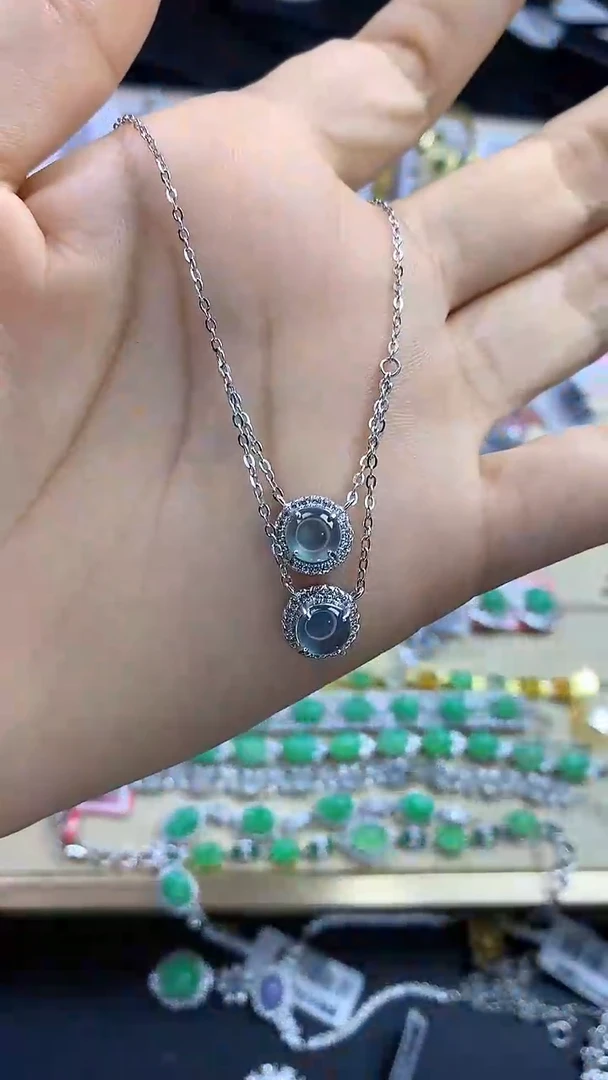 翡翠戒指银S925镶嵌翡翠 蛋面 银S925镶嵌