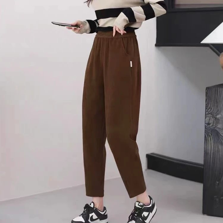 1224时尚百搭针织休闲全松紧哈伦裤高腰显瘦