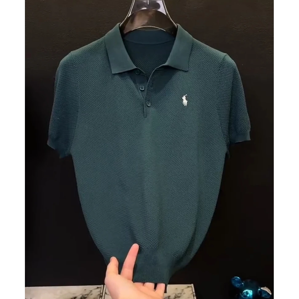【专柜品质】刺绣标翻领POLO衫商务休闲时尚简约透气男士翻领半袖