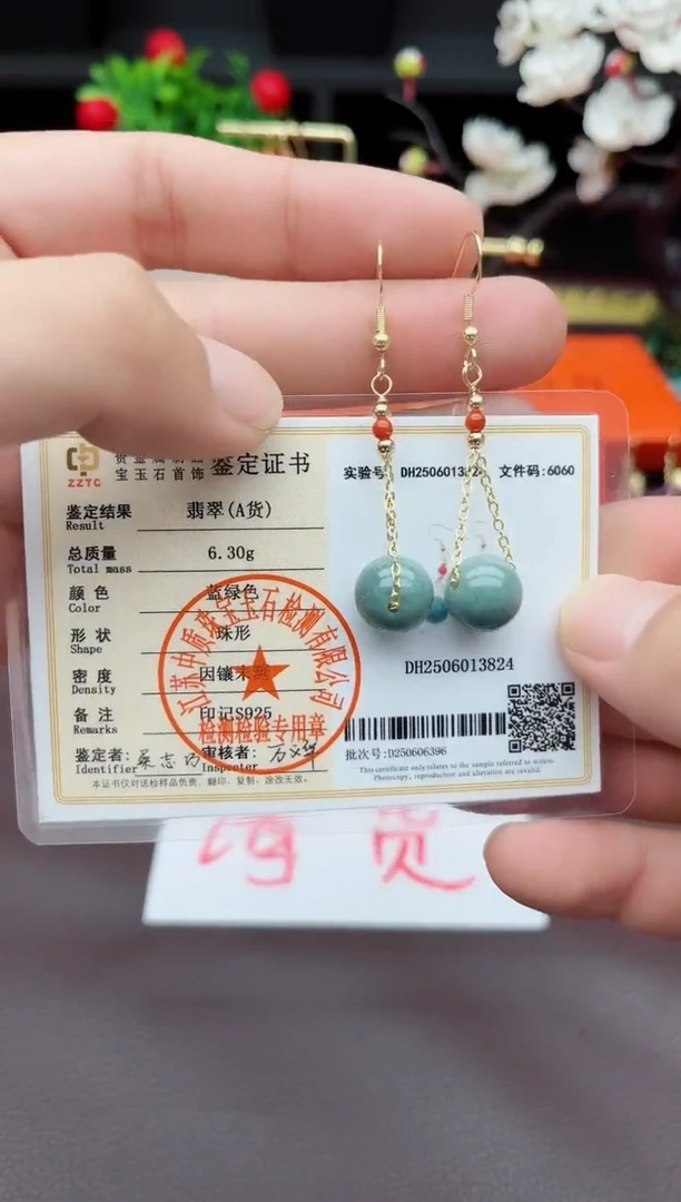 翡翠银S925镶嵌耳饰新1