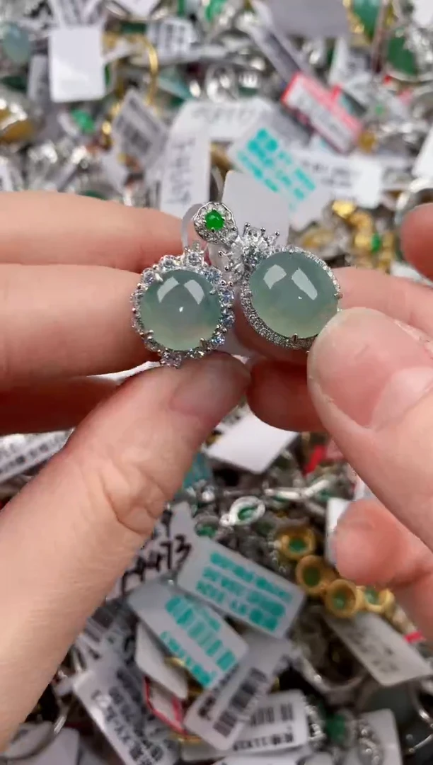 银S925镶嵌戒指翡翠13         1