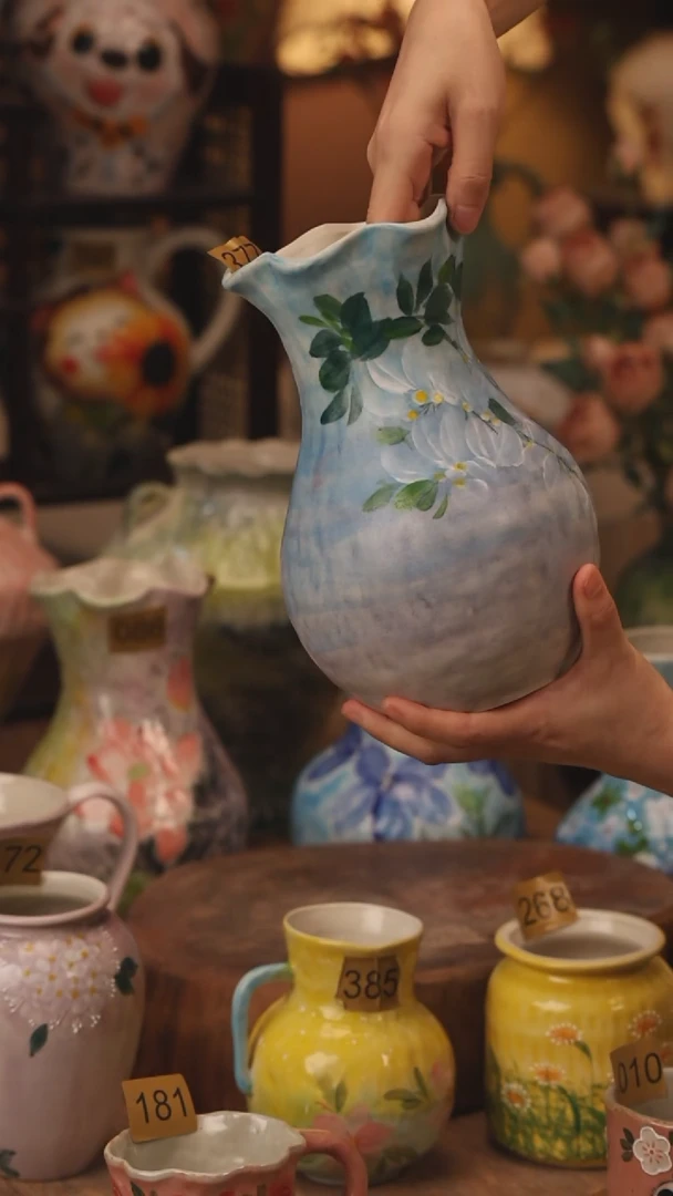 陶瓷377景德镇设计师手作花器摆件侘寂风