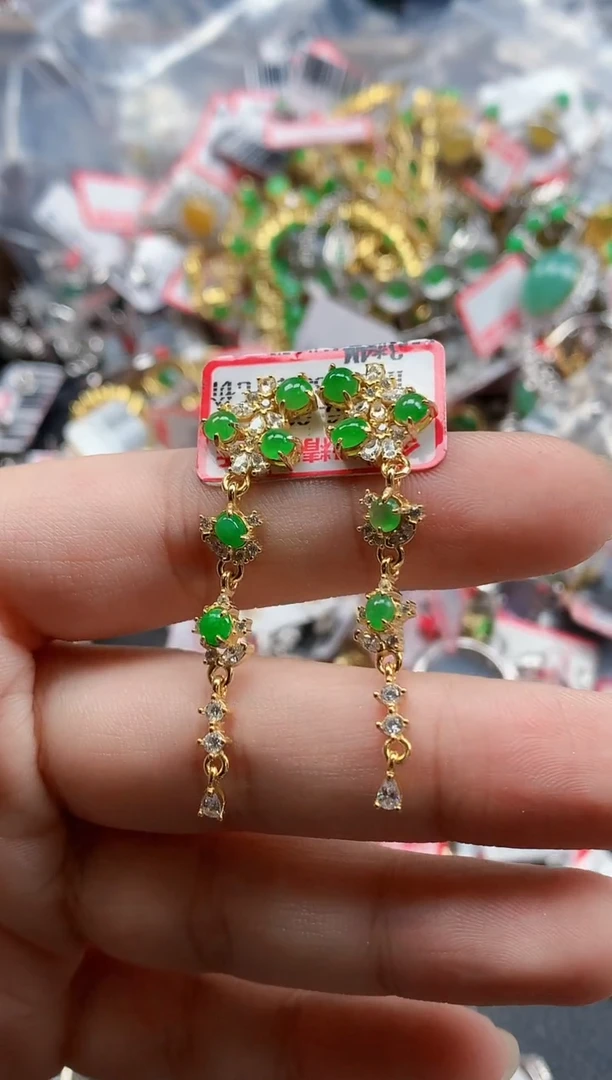 银S925镶嵌戒指翡翠天然A货缅甸翡翠