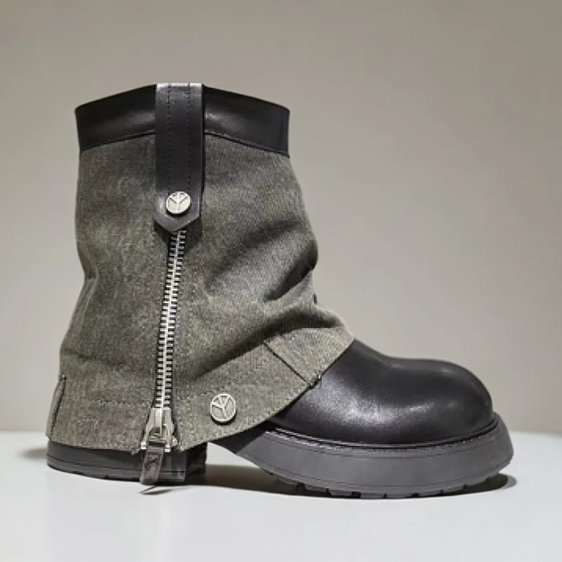 牛皮牛仔鞋6616-1棉鞋休闲平底纯色女靴马丁靴筒靴女靴子