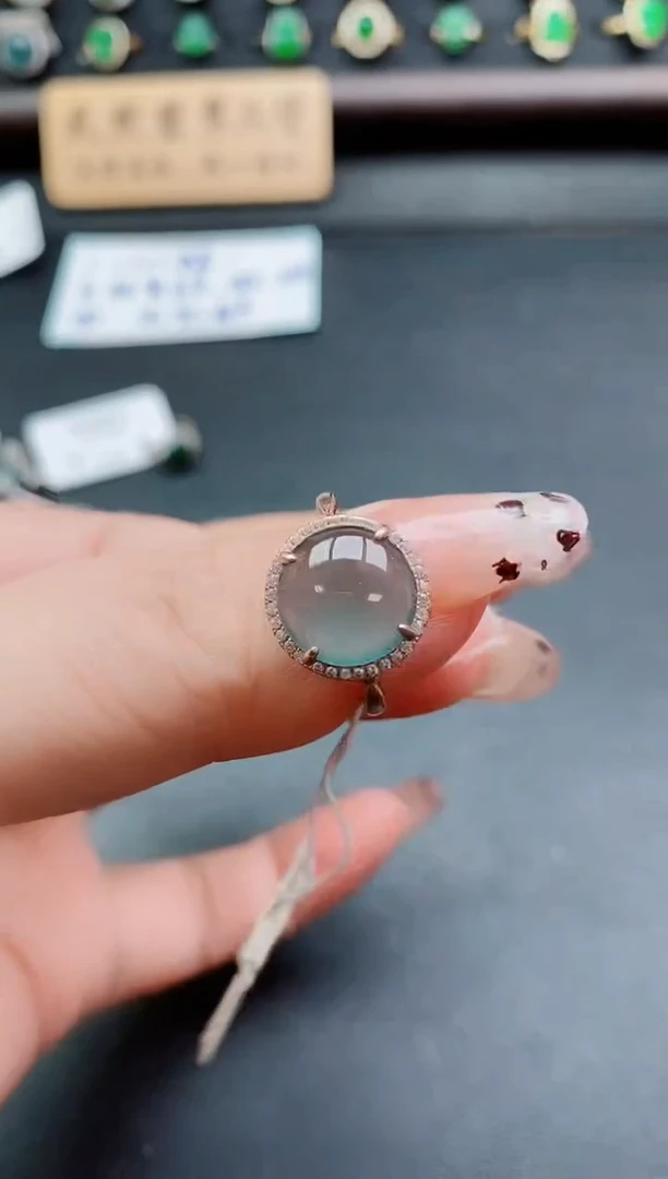 银S925镶嵌戒指翡翠1