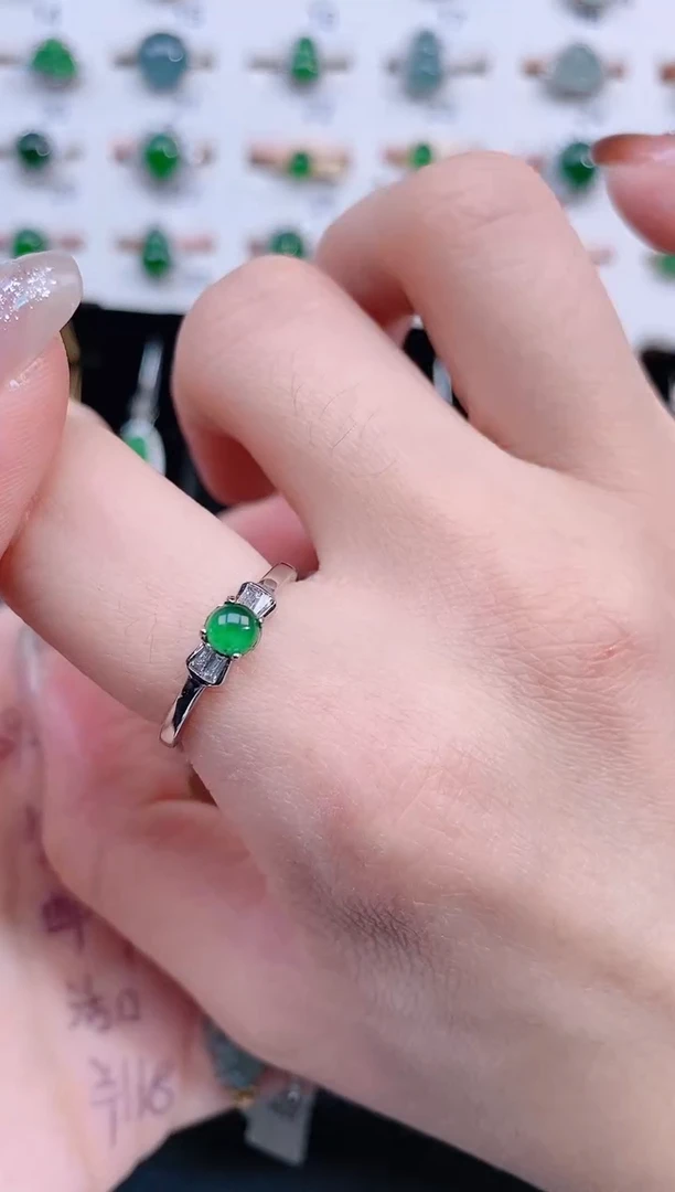 银S925镶嵌戒指翡翠天然翡翠