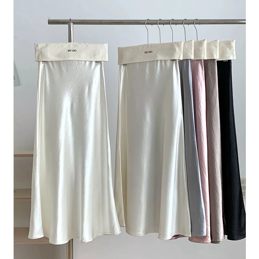 【现货】2025新款鎏光裙高腰醋酸缎面微鱼尾半身裙女遮胯显瘦长裙