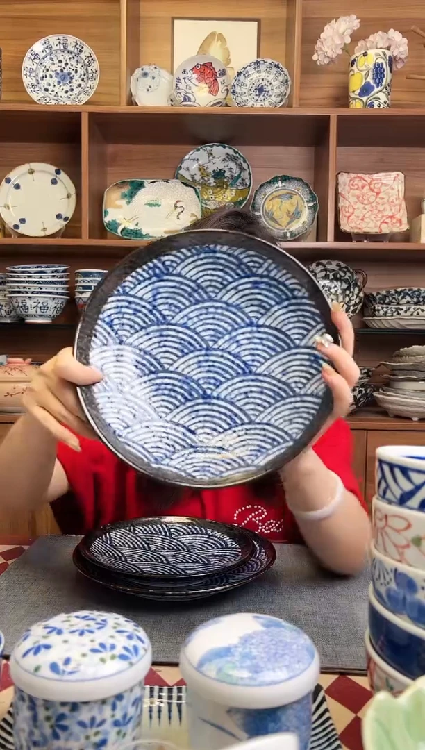 瓷片青海波23cm三轮冷面盘