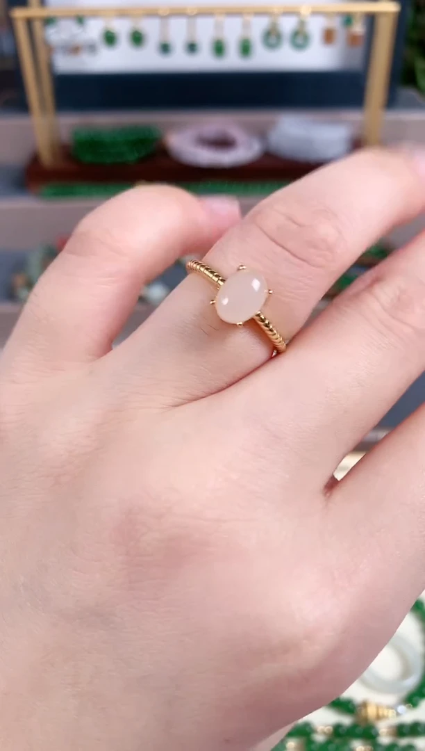 银S925镶嵌戒指和田玉1