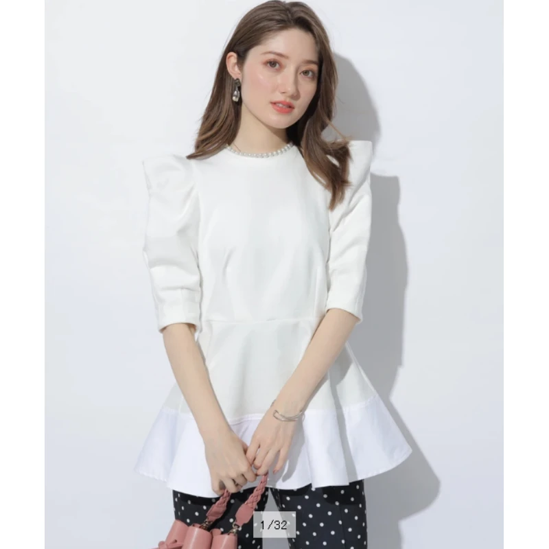 【Montendre】 夏季新款 A 千金珍珠领口立体泡泡袖连衣裙气质长袖