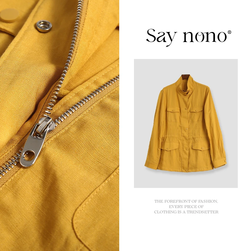 懒猫nono│Saynono 亚麻天丝工装立领上衣外套/YX8803