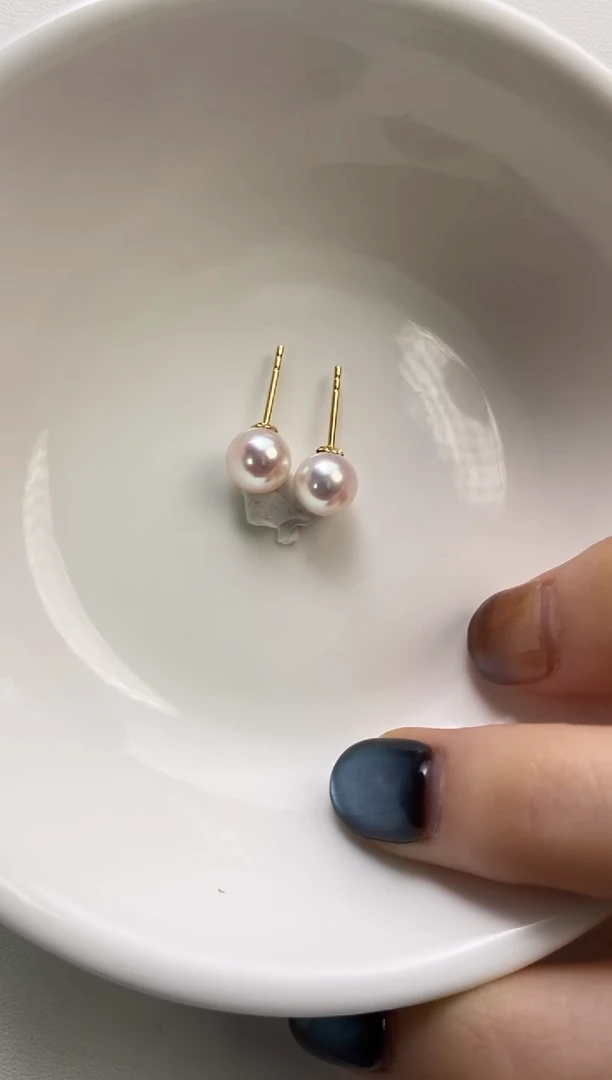 18K金镶嵌耳饰海水珍珠7-7.5Akoya海水珍珠耳饰