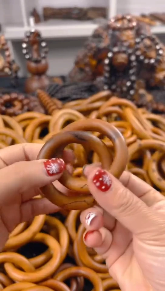 【闪购商品】枣木木雕乾坤盘微瑕40圈口一物一拍