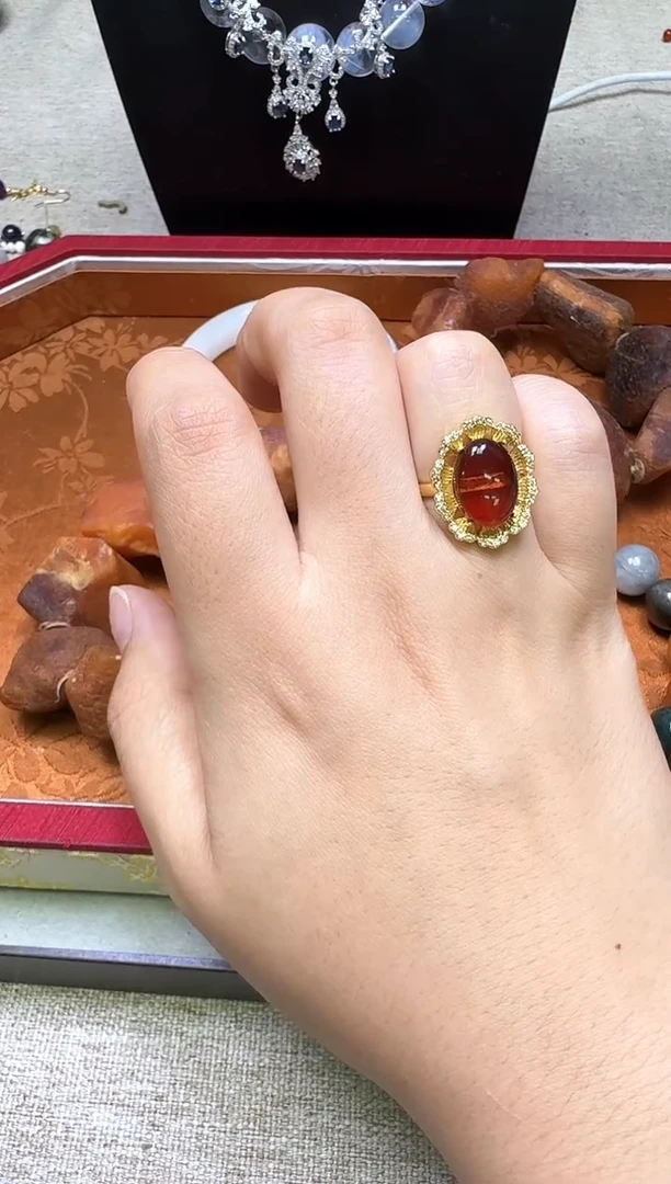 血珀未镶嵌戒指多样性发一595