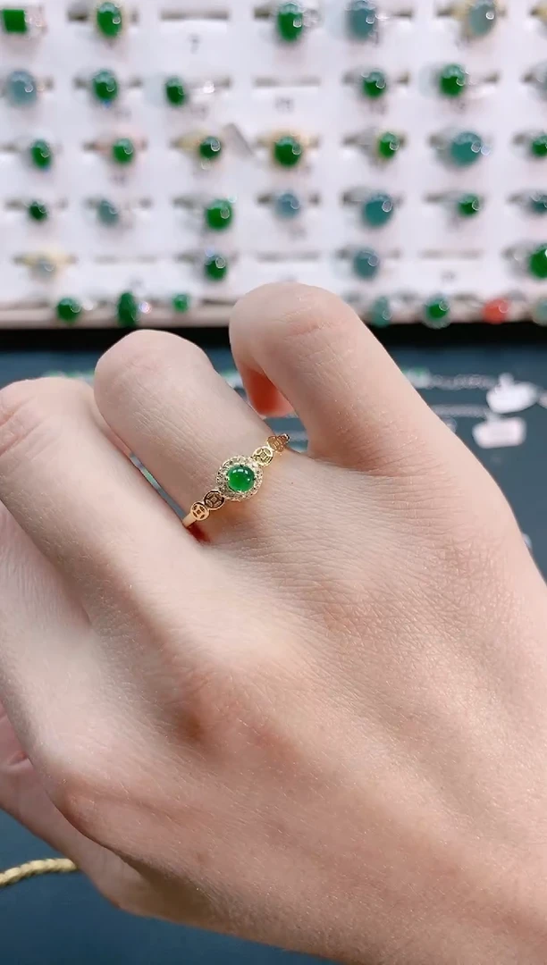 【闪购商品】翡翠戒指银S925镶嵌天然翡翠