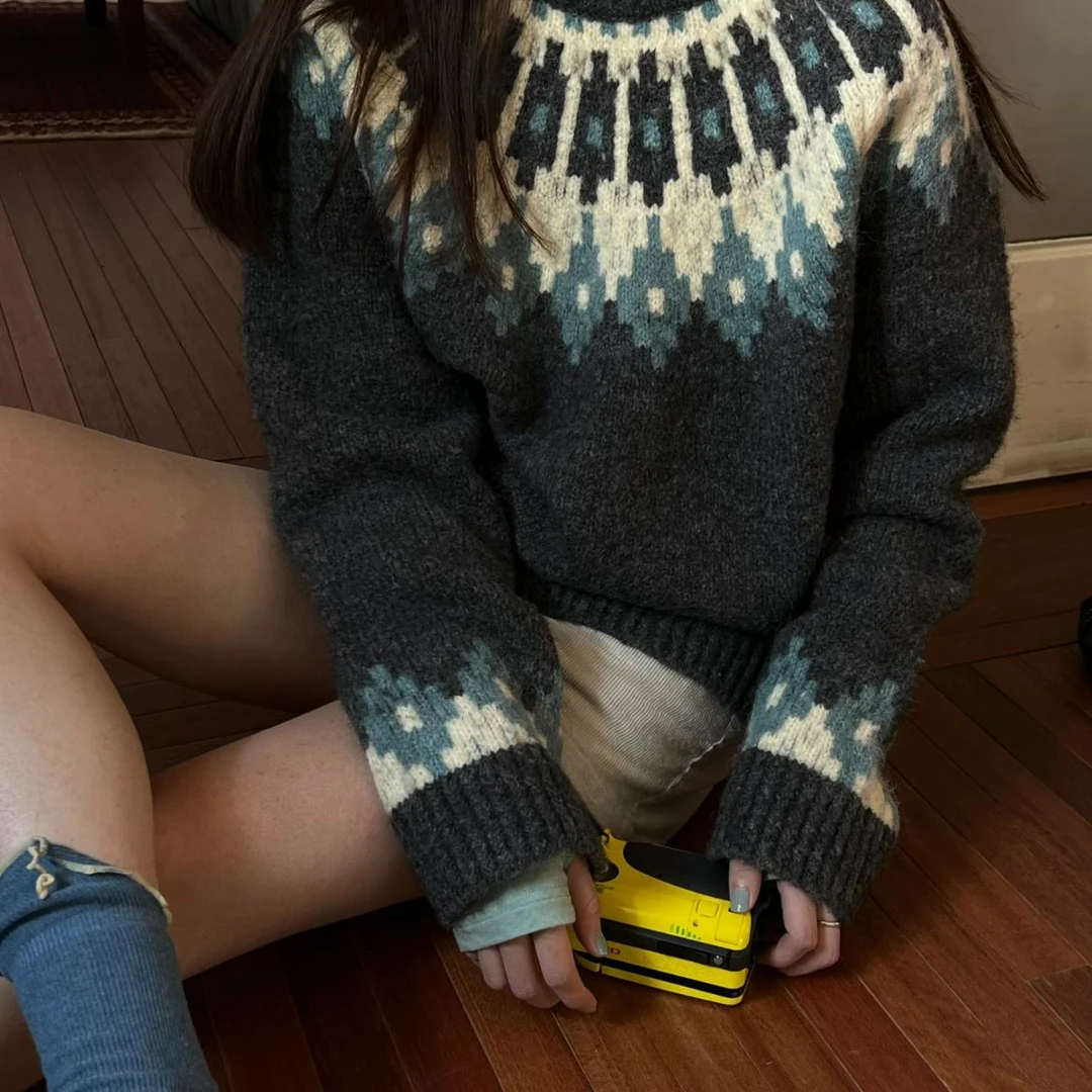 莱彩复古vintage毛衣港风开衫马甲日系百搭秋冬（直播链接）宽松