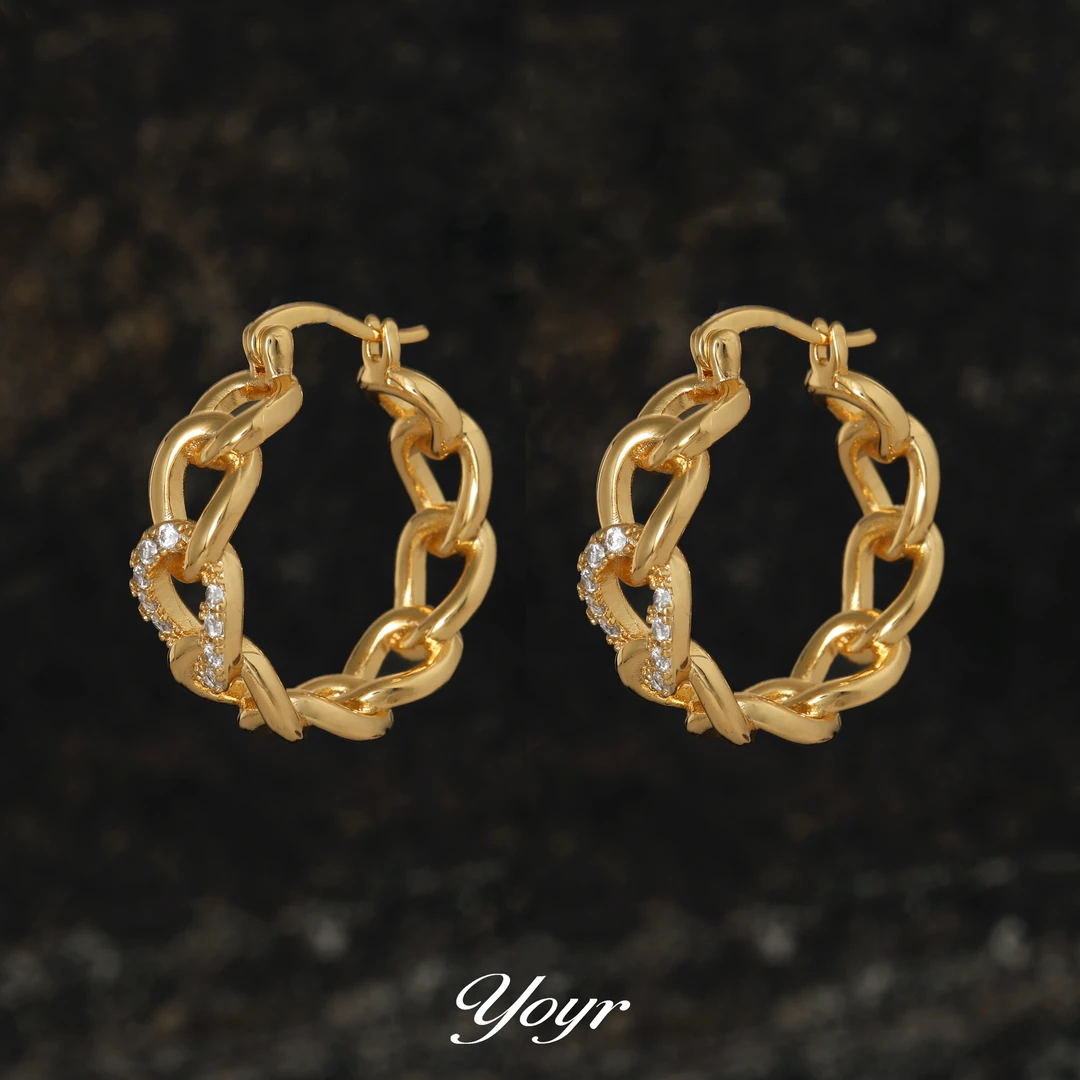 YOYR 黄铜耳饰 心环耳圈轻奢闪耀微镶气质精致高级感2025新款耳环