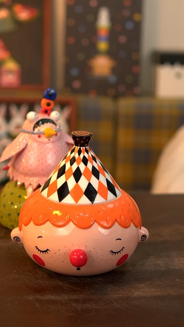 .喜上陶社大头储物罐子