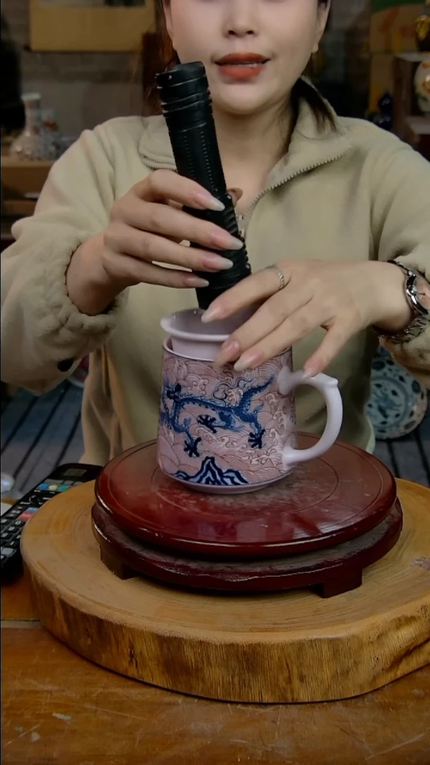 摆件陶景德镇陶瓷摆件稀土海浪办公杯