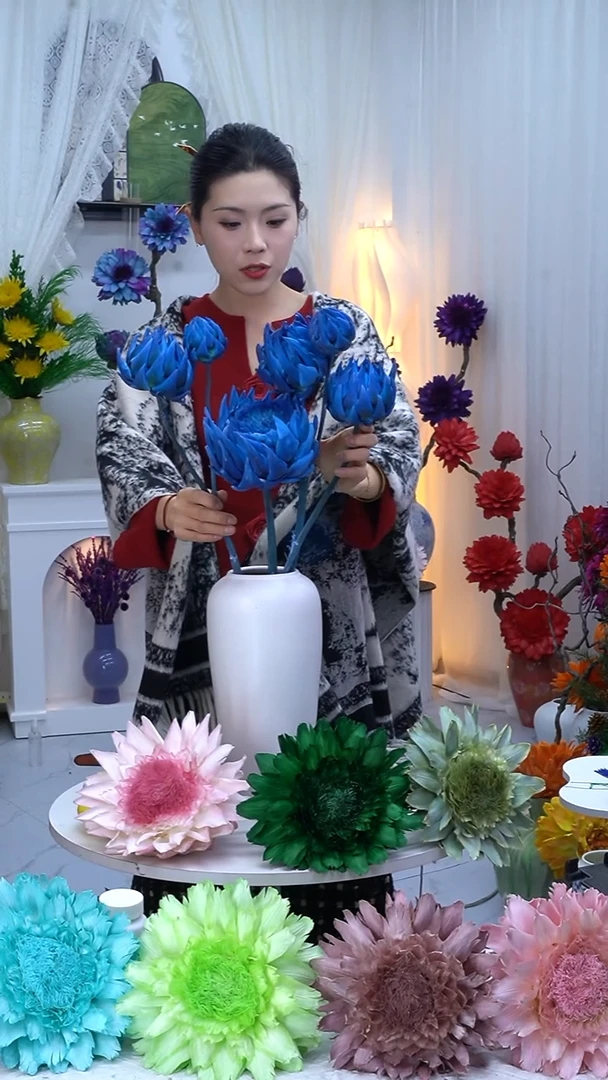 永生洋蓟蓝色6头【吸色不均】8797