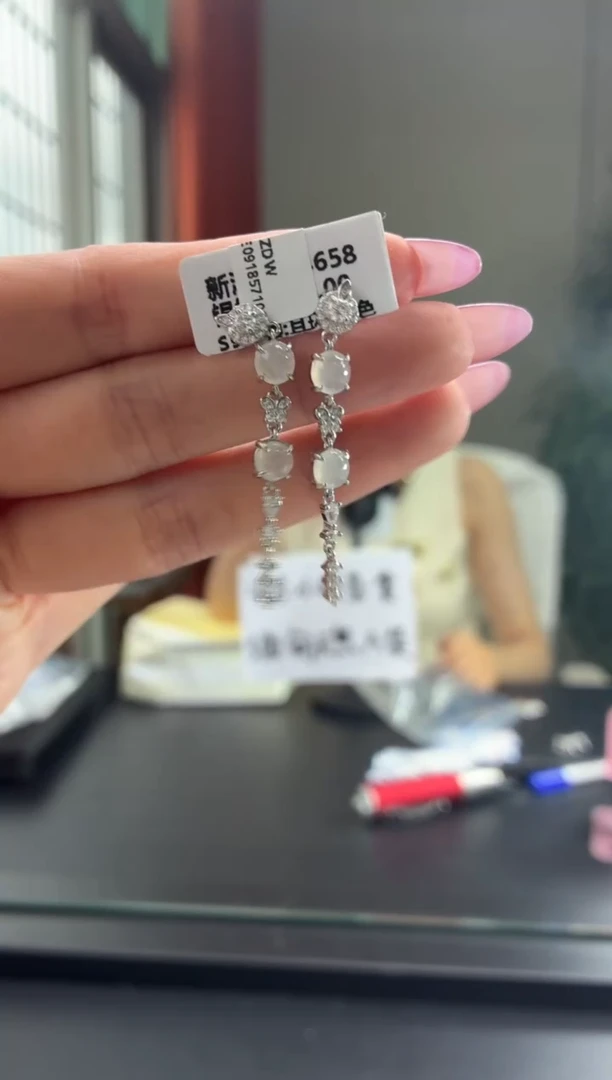 银S925镶嵌翡翠耳饰111111