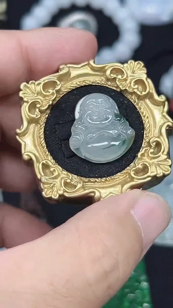 颈饰未镶嵌翡翠天然缅A翡翠   冰飘花佛公