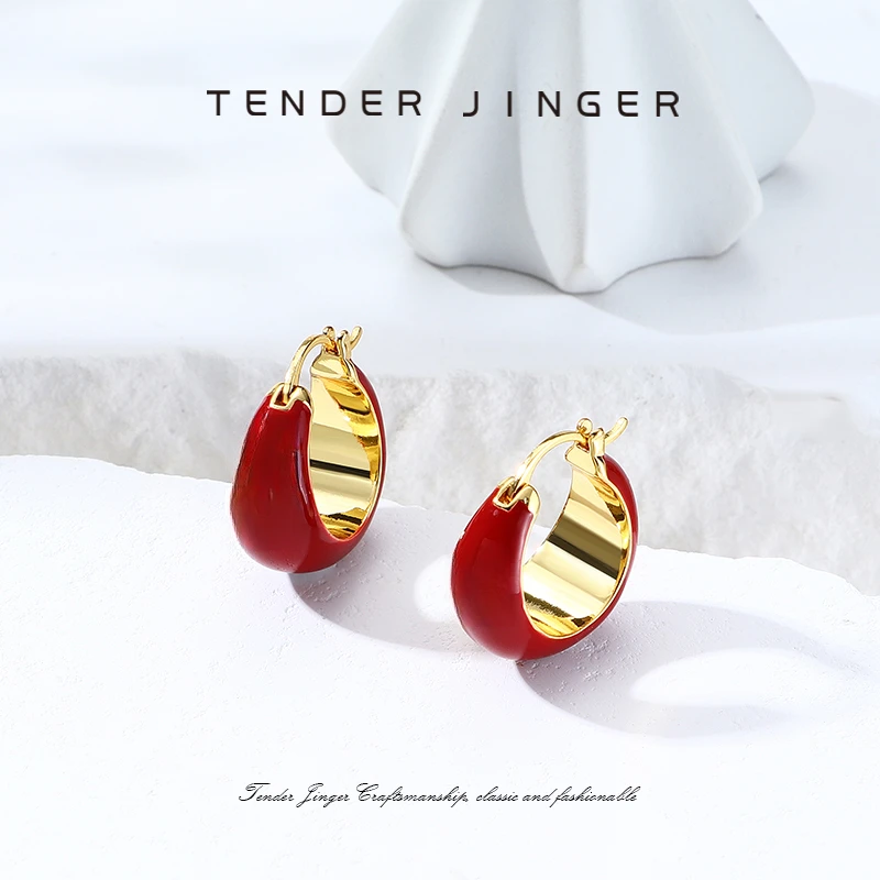 Tender Jinger 铜合金珐琅耳饰 新款凯旋珐琅U型耳环轻奢时尚气质