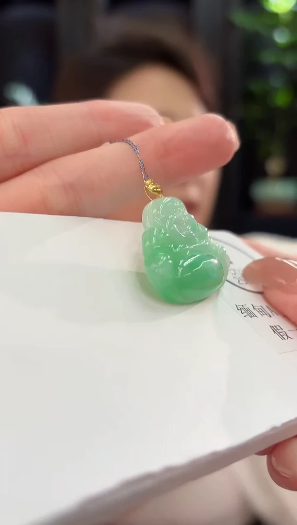 吊坠(不含链)18K金镶嵌翡翠缅甸A货/支持复检/一件