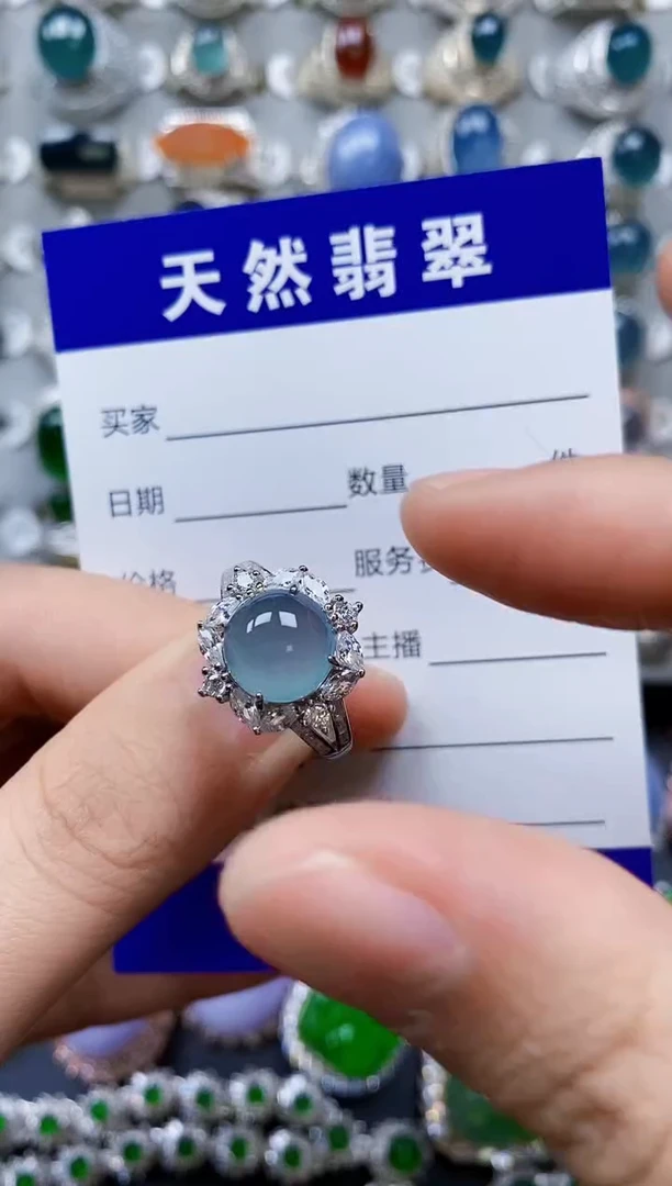 【闪购商品】翡翠戒指银S925镶嵌0208