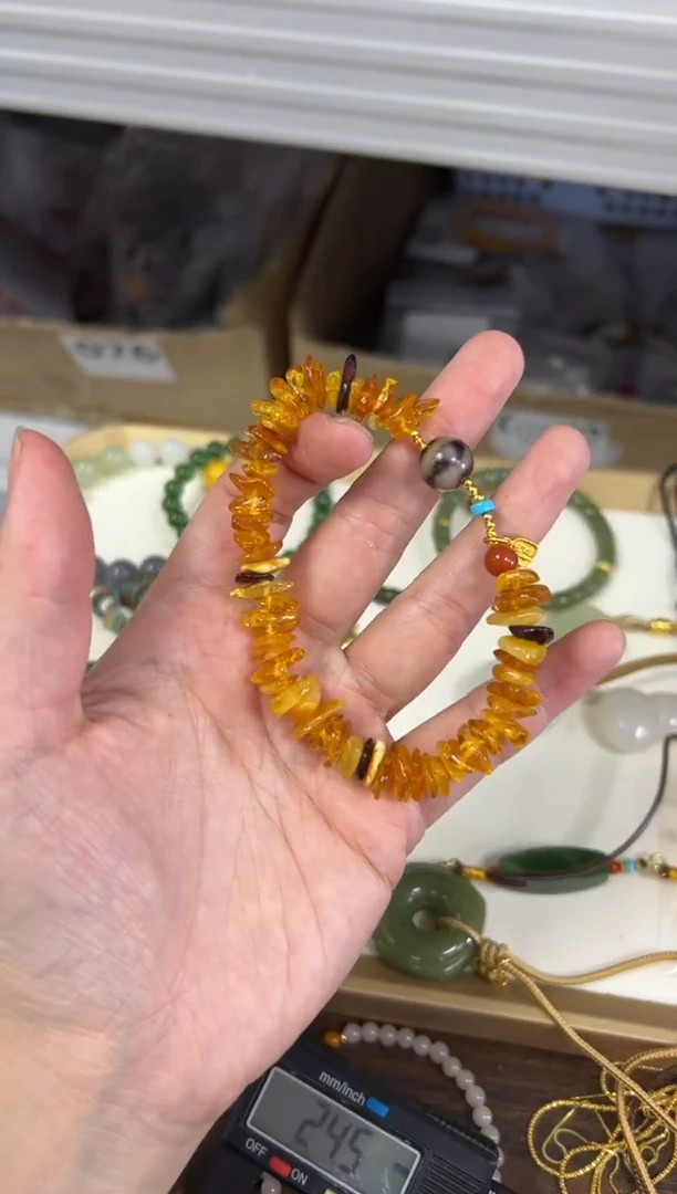 手链蜜蜡未镶嵌随行切片蜜蜡虎牙珠手链[1281]