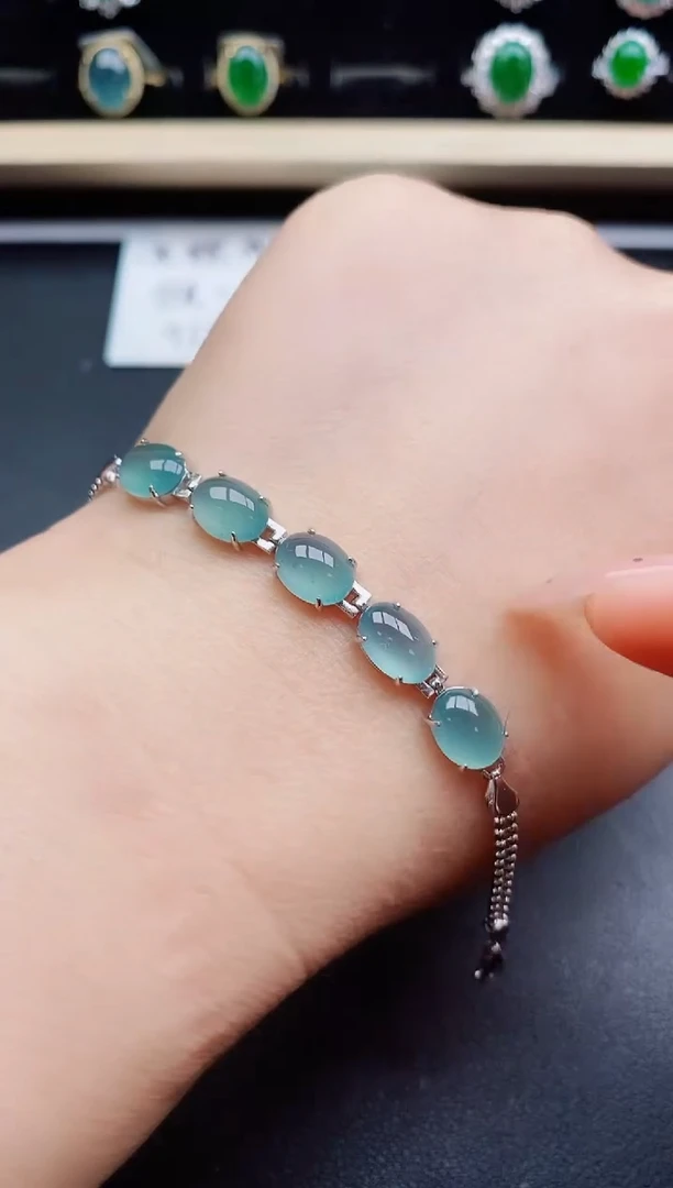 银S925镶嵌手链翡翠50800