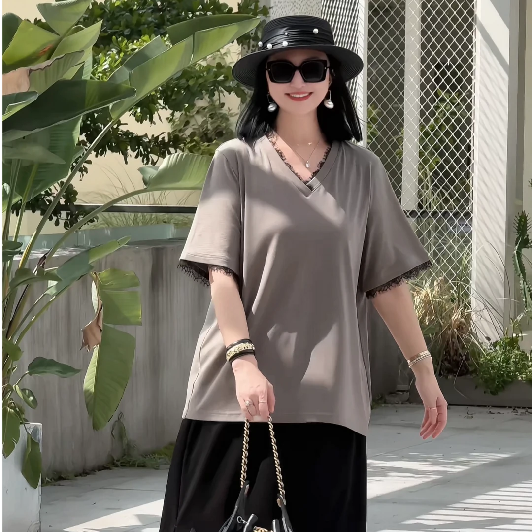 【夏日轻氧穿搭7055薄款】2025年巴瑟大码女装宽松显瘦百搭潮流上衣