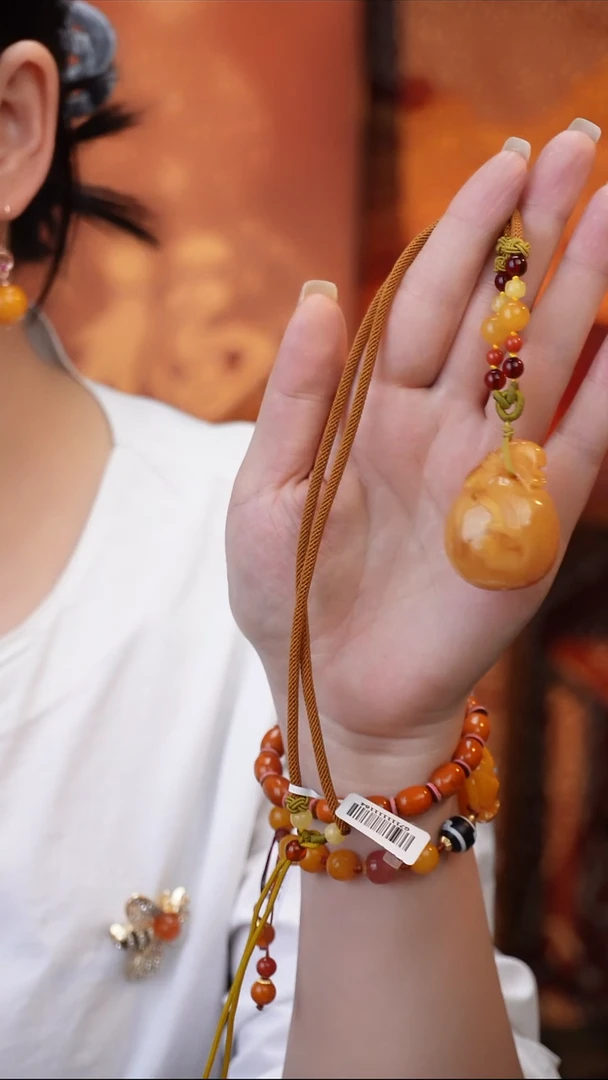 琥珀吊坠(不含链)未镶嵌天然琥珀蜜蜡钱袋吊坠（送绳子）