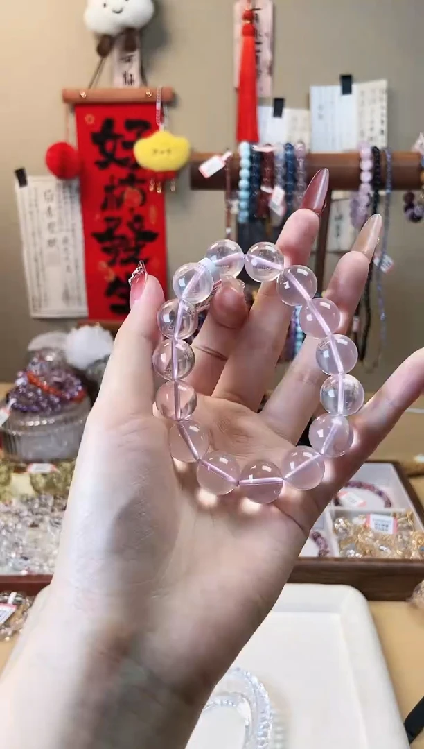 【闪购商品】水晶手链未镶嵌14m粉水晶