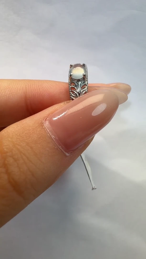 银S925镶嵌戒指翡翠925银镶翡翠戒指镶嵌177