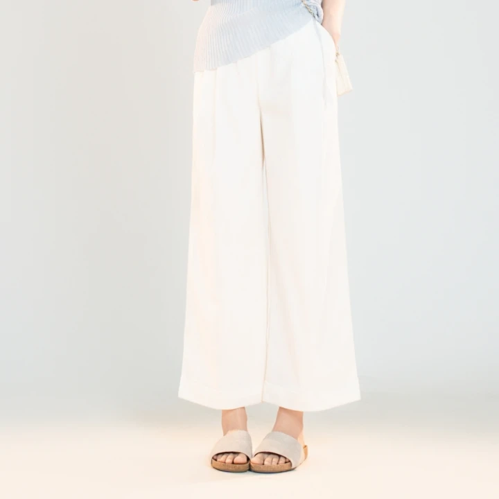 宿慕SUMU休闲阔腿裤女薄款九分裤夏季2025新款松紧腰宽松裤子696