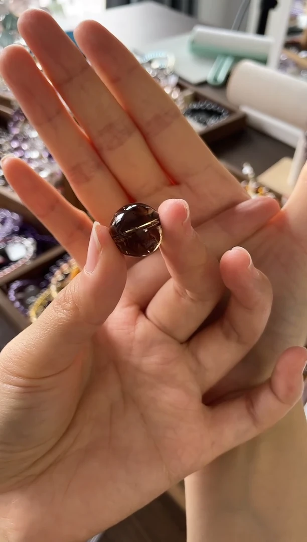 水晶手链未镶嵌天然茶晶单珠16mm+