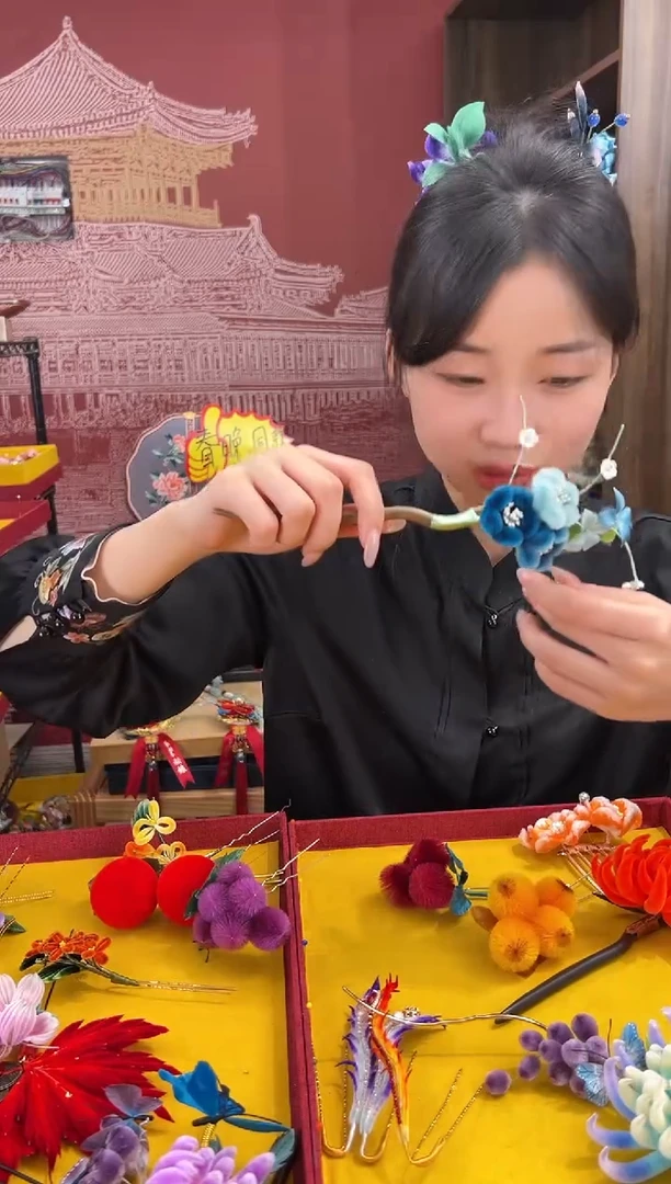 【闪购商品】刺绣非遗绒花（发饰）
