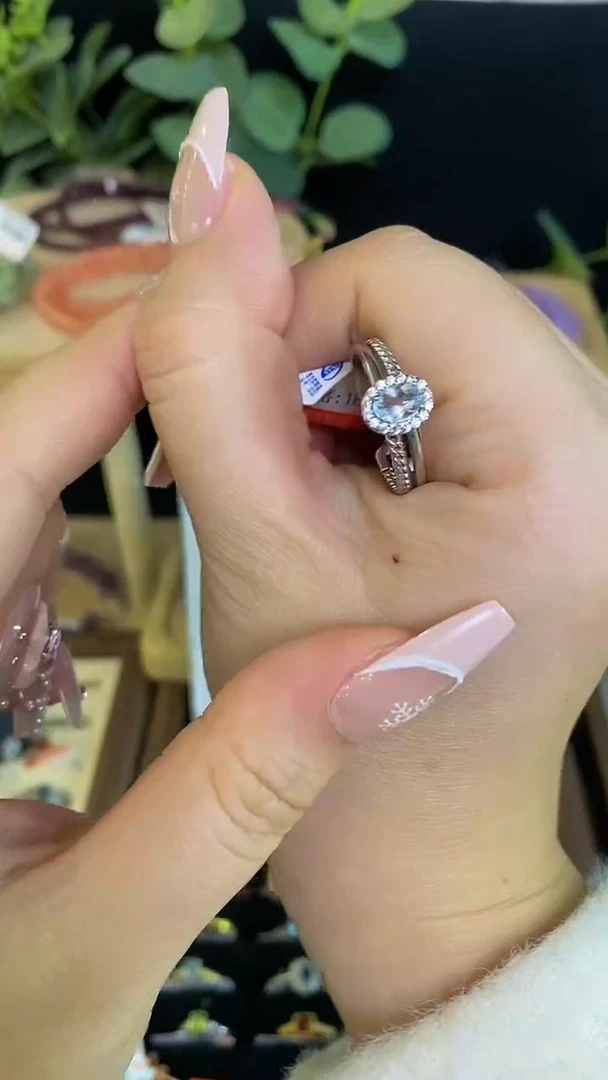 【闪购商品】海蓝宝石戒圈银S925镶嵌戒指