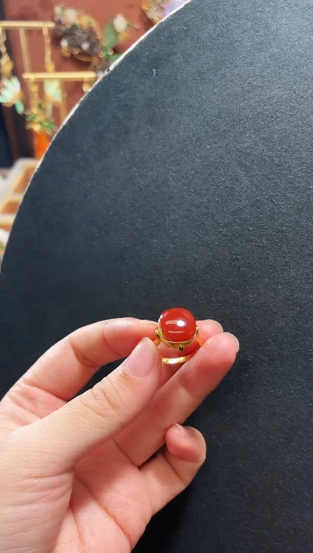 【闪购商品】南红玛瑙戒指18K金镶嵌支持48小时鉴赏