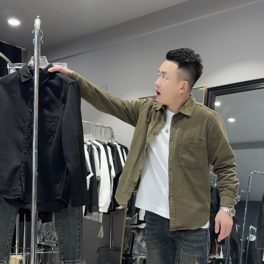 小侯+8255春季新款时尚百搭休闲简约潮流韩版净版纯色衬衫