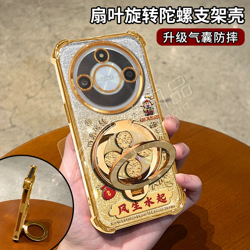 电镀防摔适用【华为】荣耀x60/60pro/60i旋转支架多功能全包手机壳