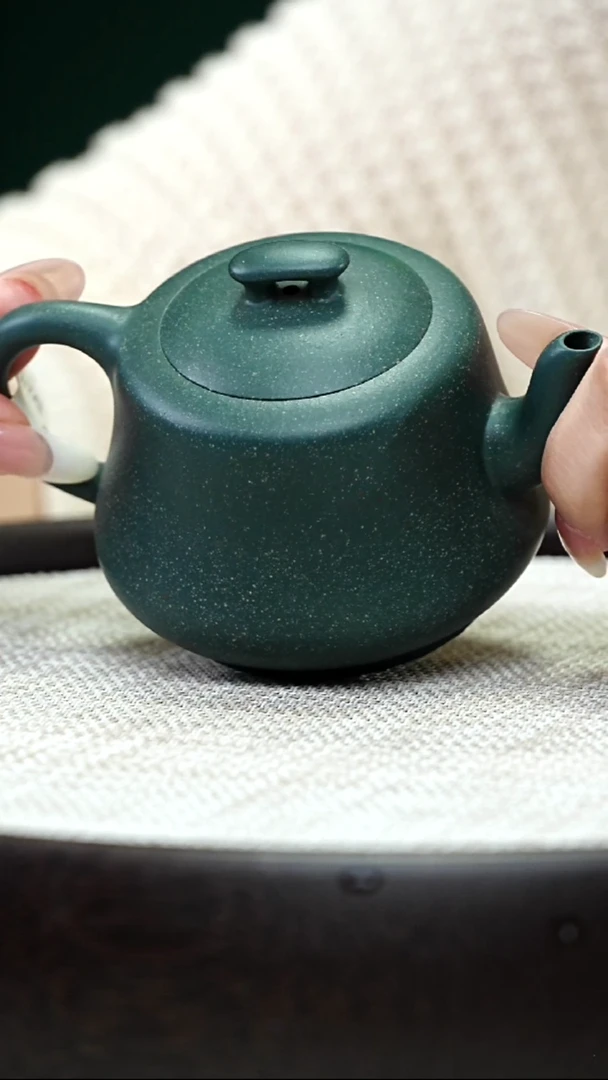 茶壶紫砂JCY-0113涌泉-老墨绿泥-150cc
