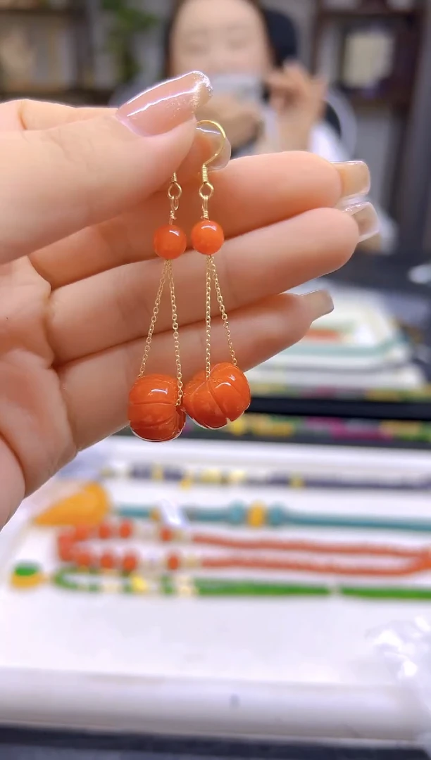 翡翠14K金镶嵌耳饰DIY款E845