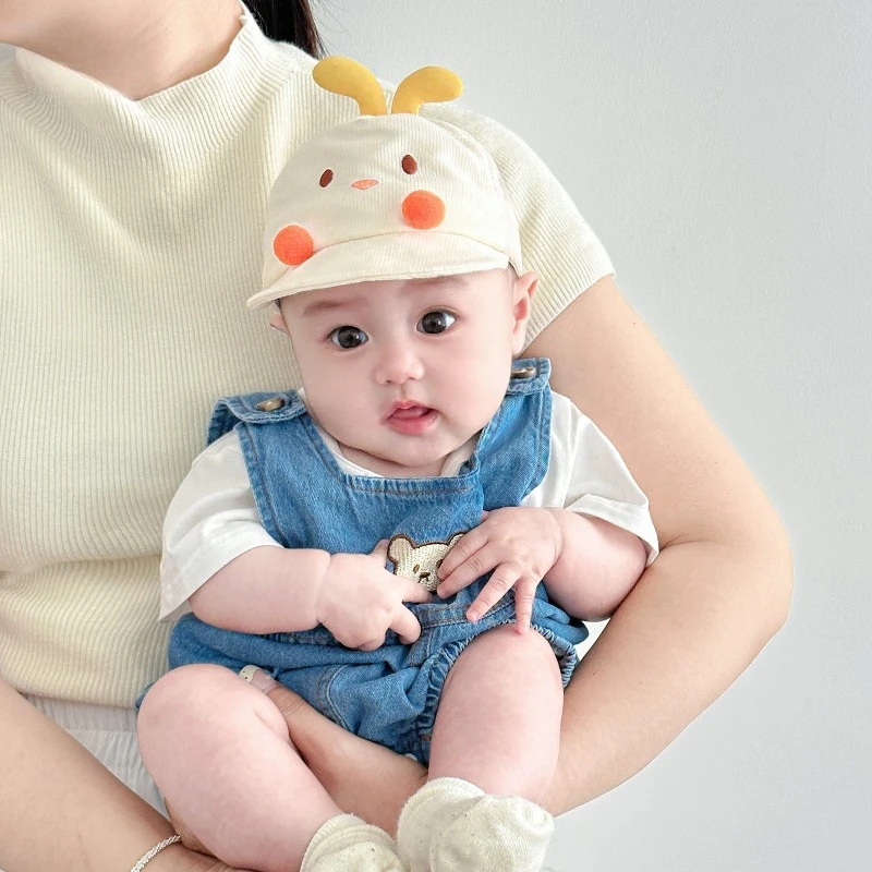 婴儿帽子夏季网款超萌小月龄遮阳帽0-6个月新生儿宝宝鸭舌帽