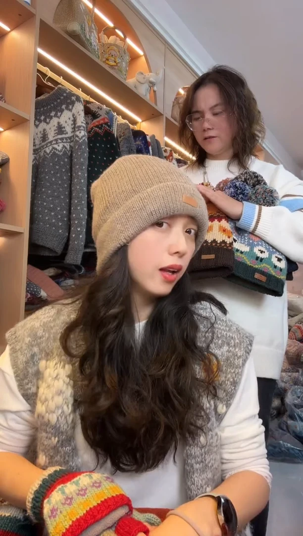 羊毛细羊毛奶茶色纯色帽